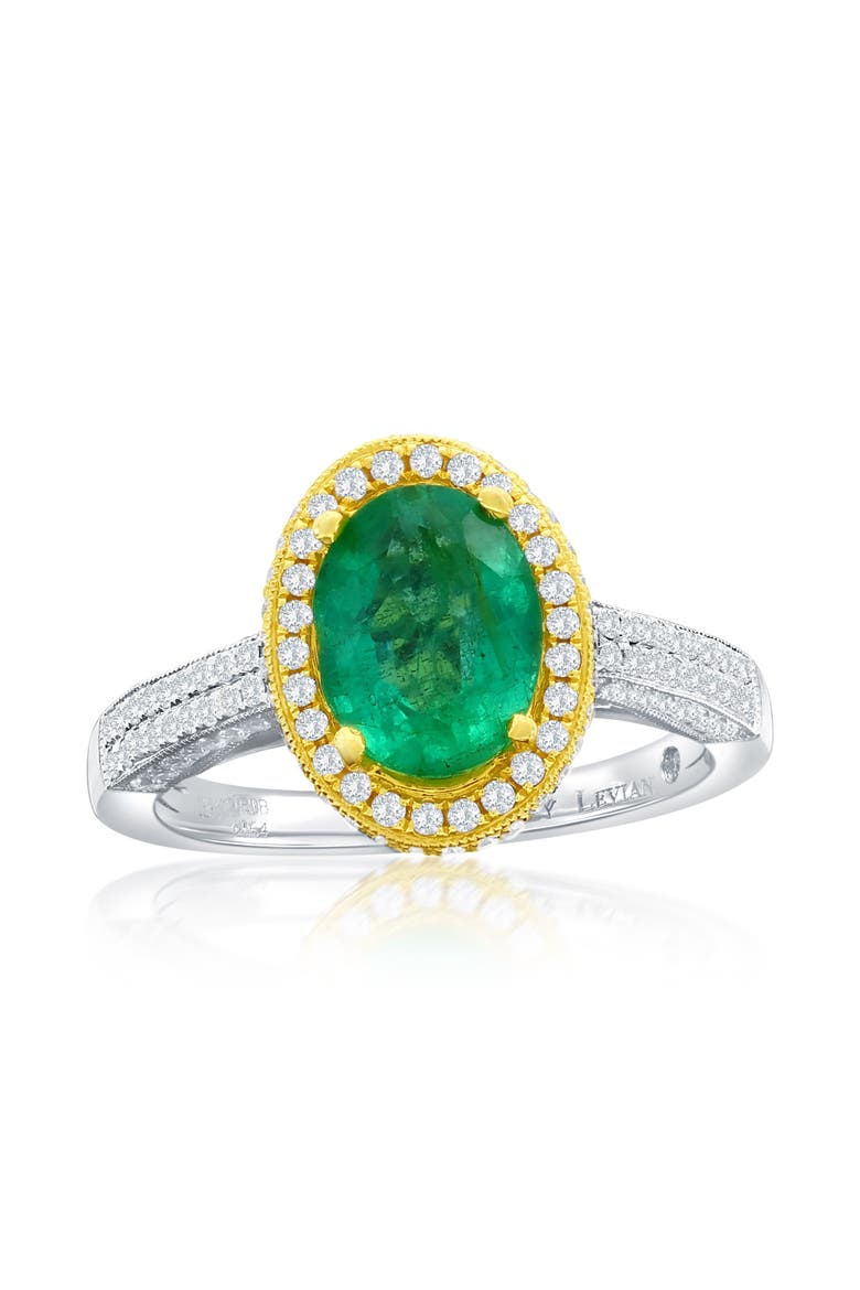 18K Gold Emerald & Diamond Ring, Main, color, Green