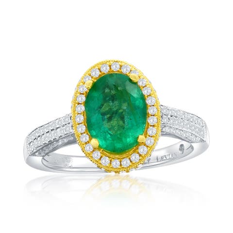18K Gold Emerald & Diamond Ring