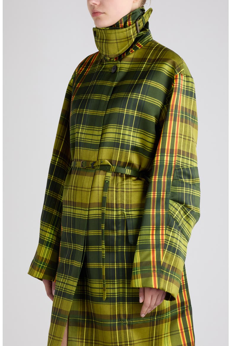 Rain Archive Checked Coat, Alternate, color, NEON YELLOW