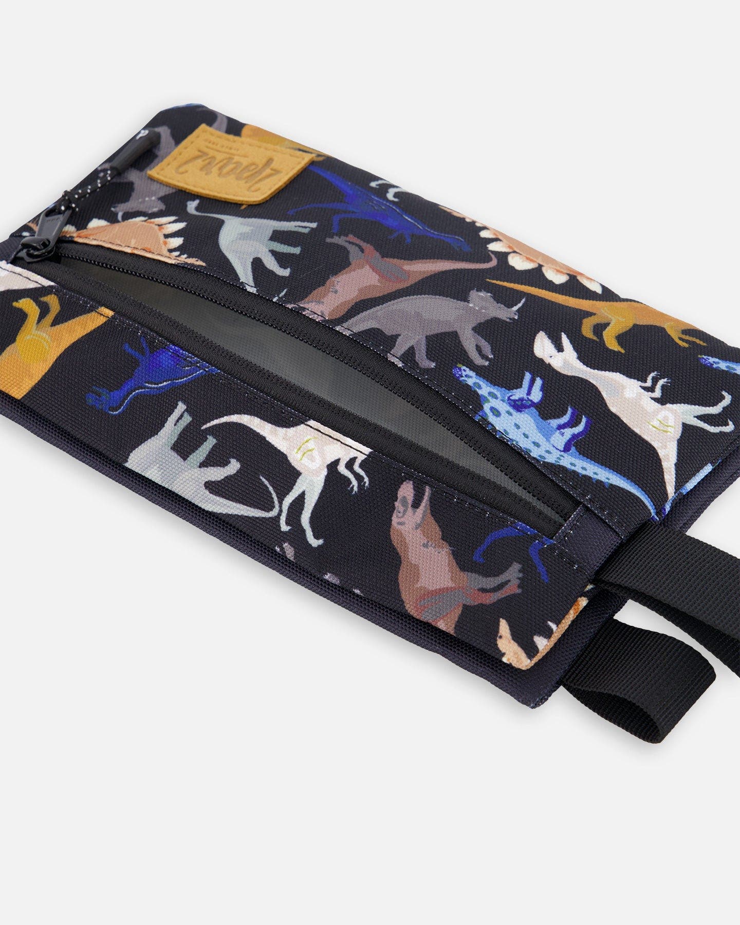 Deux par Deux Double Pencil Case Dinosaur, Alternate, color, Black