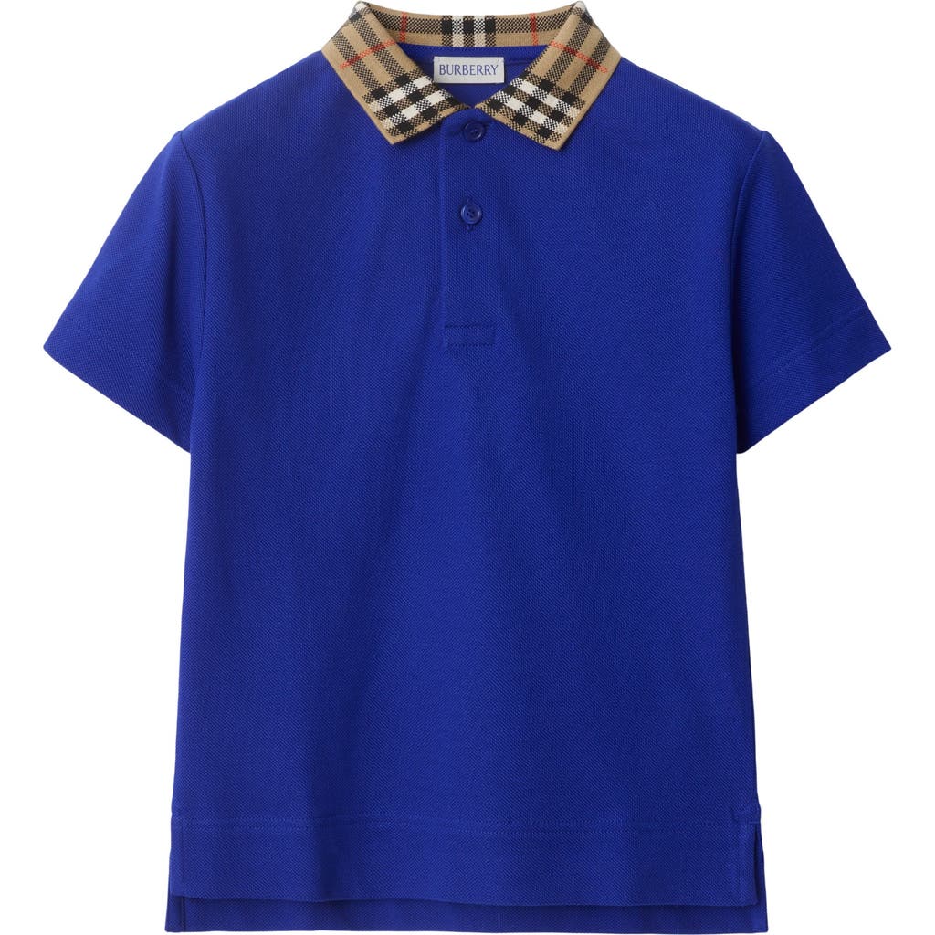 Burberry Checked Cotton Polo Shirt In Knight
