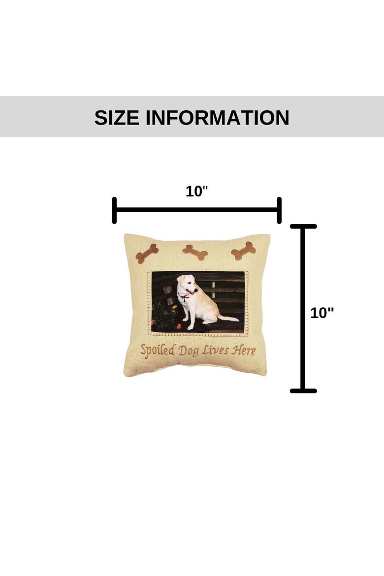 "Spoiled Dog Lives Here" Mini 4x6 Picture Accent Pillow 10" x 10", Alternate, color, Yellow