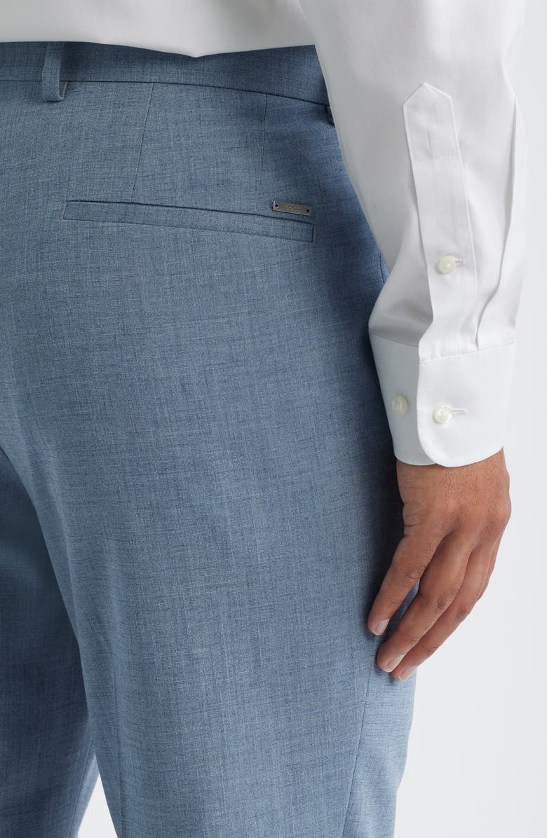 BOSS Genius Slim Fit Flat Front Virgin Wool Blend Dress Pants, Alternate, color, Open Blue