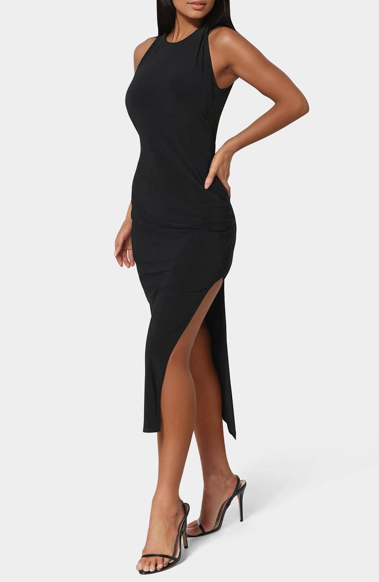 bebe Open Back Halter Neck Dress, Alternate, color, Black