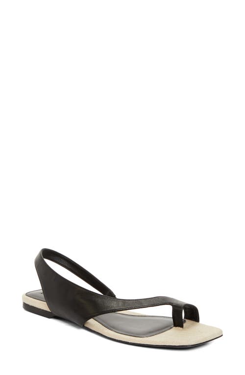 Totême Square Toe Flat Sandals In Black/sand