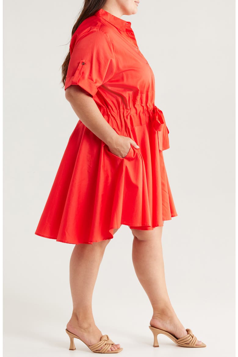 Meadow Tie Waist Shirtdress, Alternate, color, POPPY RED