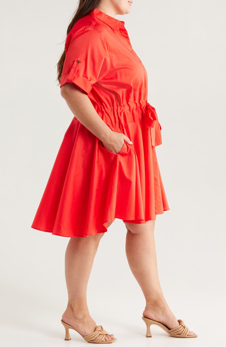 HARSHMAN Meadow Tie Waist Shirtdress, Alternate, color, Poppy Red