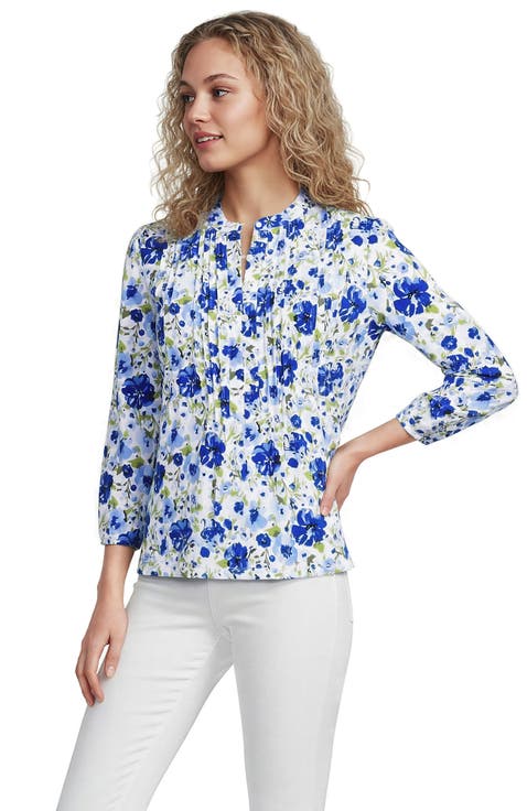 Lightweight Jersey Button Pintuck Top