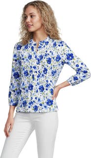 Lands' End Lightweight Jersey Button Pintuck Top