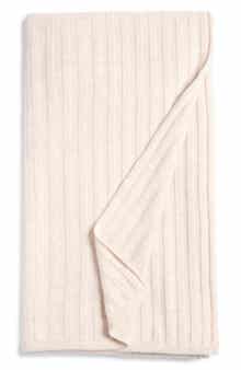 Wool & Cashmere Blend Rib Throw Blanket