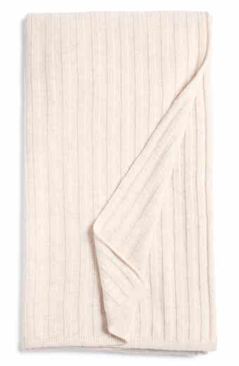 Wool & Cashmere Blend Rib Throw Blanket