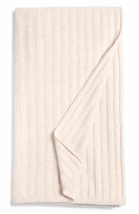 Wool & Cashmere Blend Rib Throw Blanket