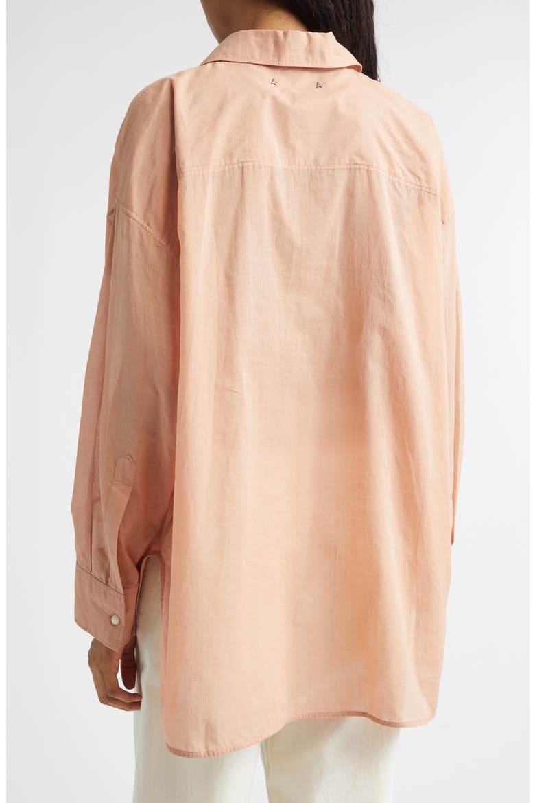 Journey Pleated Bib Oversize Button-Up Shirt, Alternate, color, DUSTY CORAL