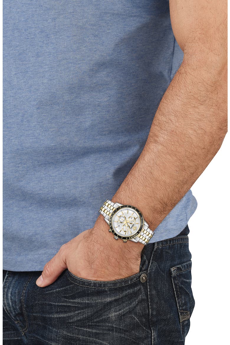 Sport Chronograph Bracelet Watch, 44mm, Alternate, color, BLACK/ TWO TONE