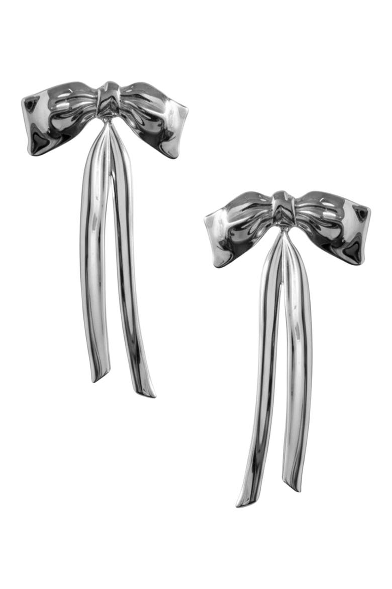 Bow Statement Drop Earrings, Alternate, color, SILVER