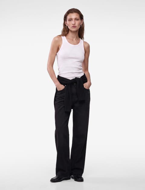 Cotton Sleeveless Crew Neck Ribbed Tank Top