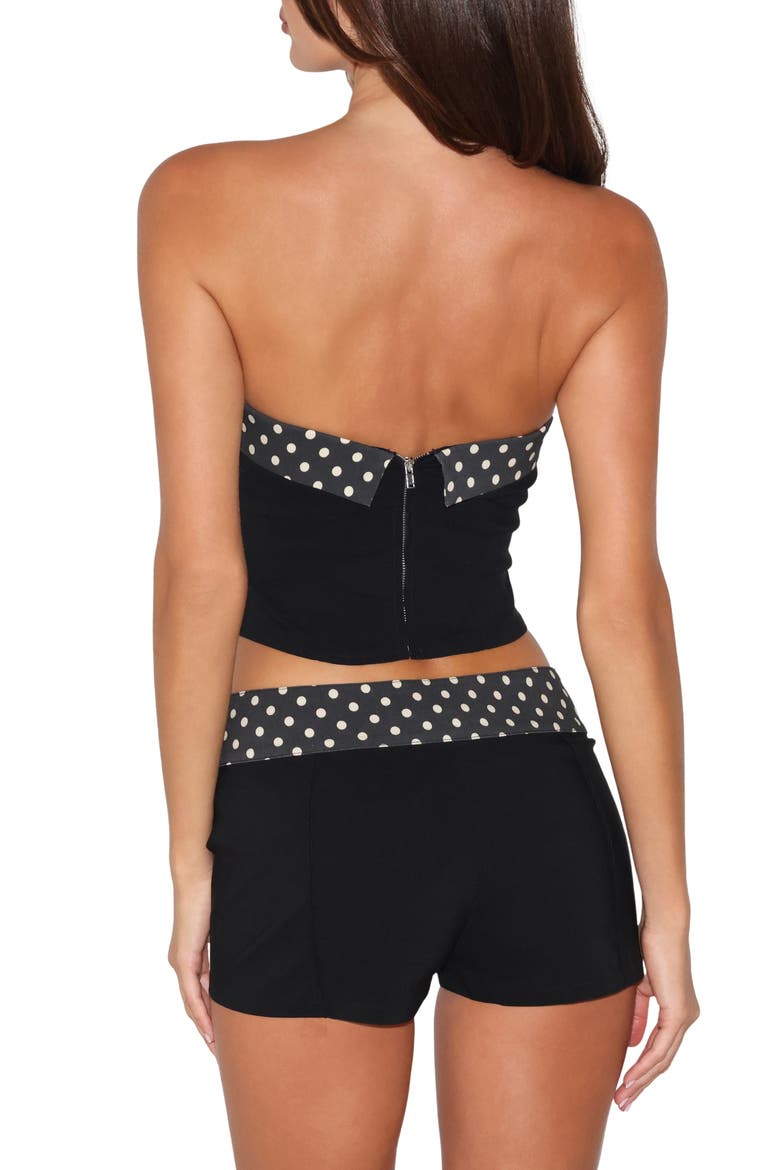 Albie Strapless Polka Dot Trim Top, Alternate, color, BLACK