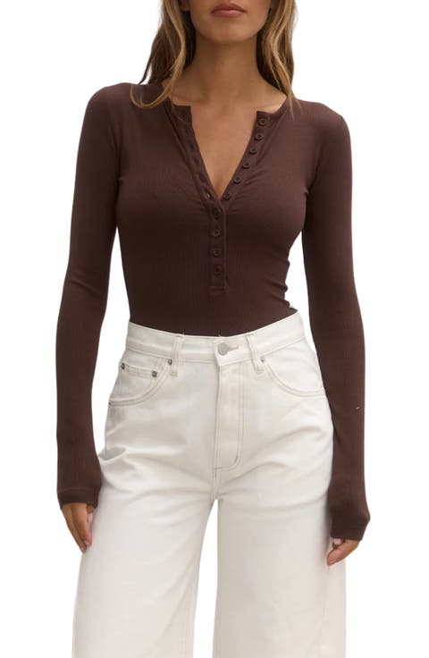 Lara Rib Henley Bodysuit