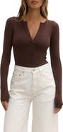 Bayse Lara Rib Henley Bodysuit