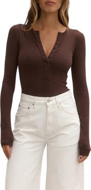 Bayse Lara Rib Henley Bodysuit