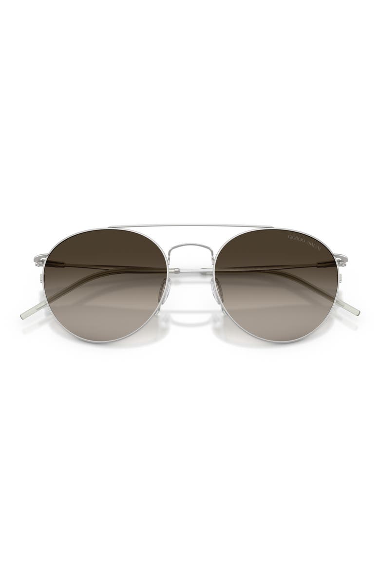 53mm Round Sunglasses, Alternate, color, MATTE SILVER / GRADIENT BROWN