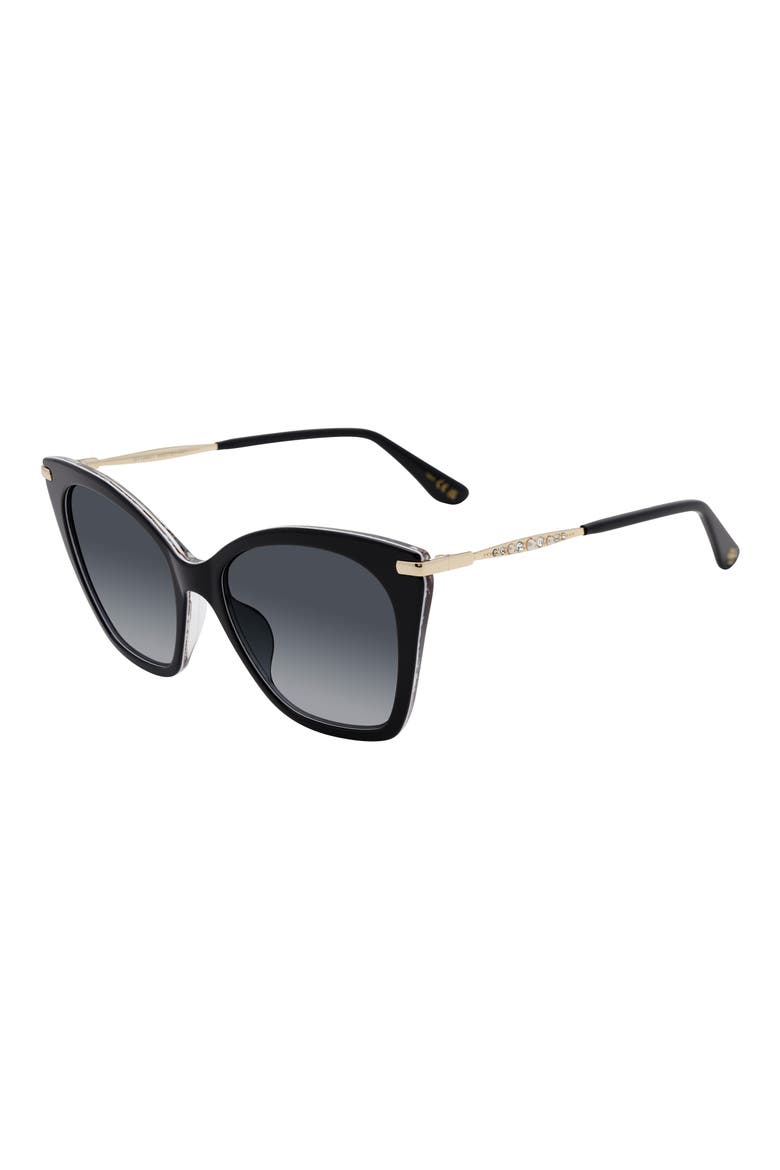 56mm Gradient Cat Eye Sunglasses, Alternate, color, PATTERN BLACK WHITE