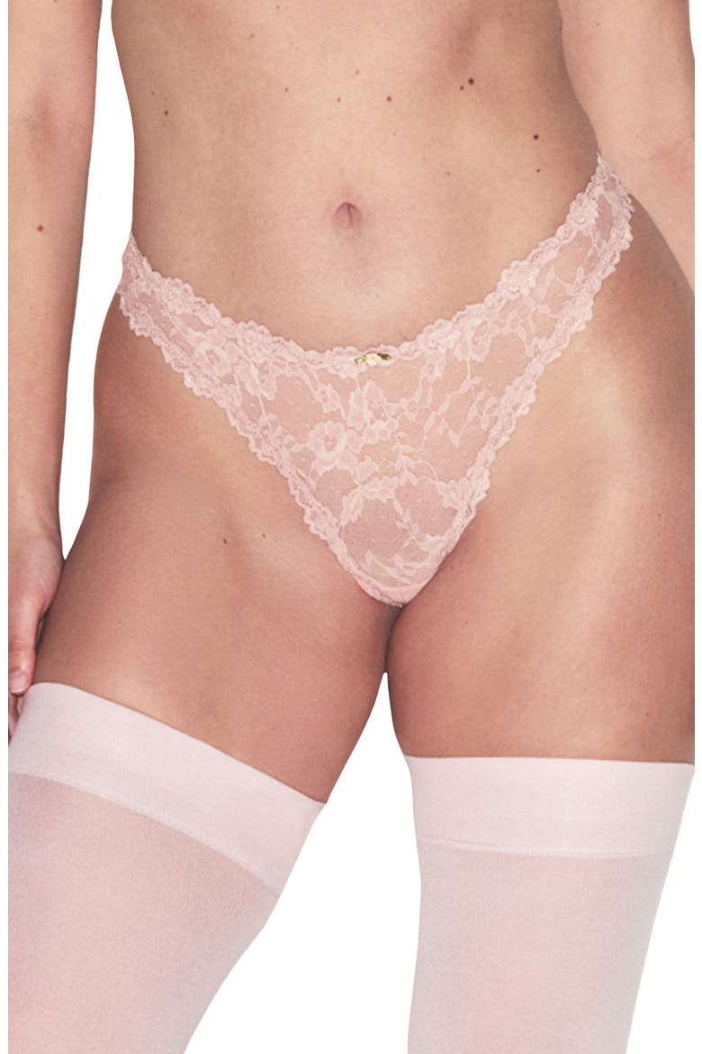 Stretch Lace Dipped Thong, Main, color, MORGANITE