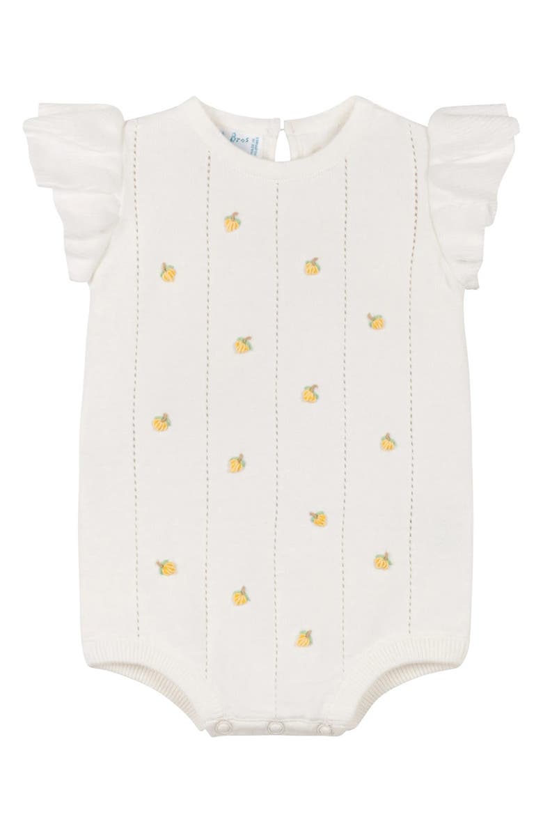 Feltman Brothers Lemon Cotton Pointelle Romper, Main, color, Ivory
