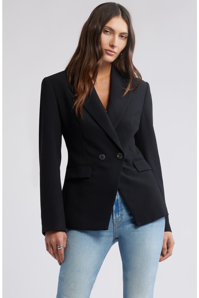 Icon Twill Hourglass Blazer, Main, color, BLACK