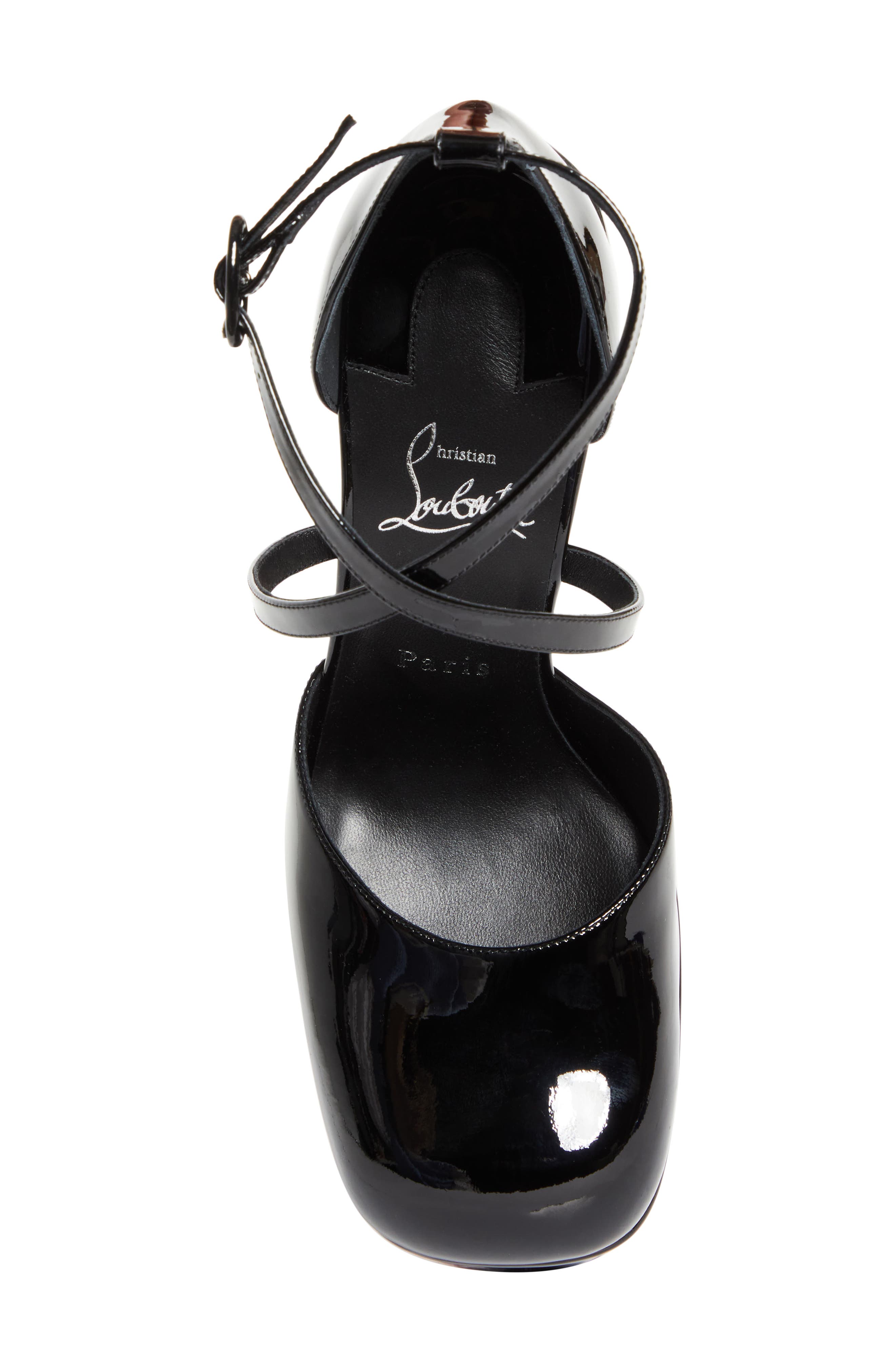 Christian Louboutin Aquadorcet Platform d'Orsay Ankle Strap Pump, Alternate, color, Black/ Black