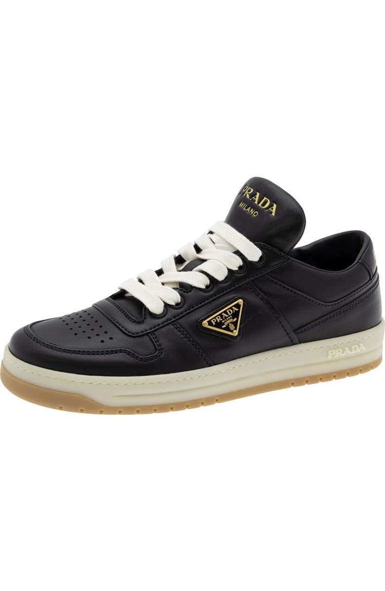 Prada Downtown Leather Sneaker, Main, color, Nero
