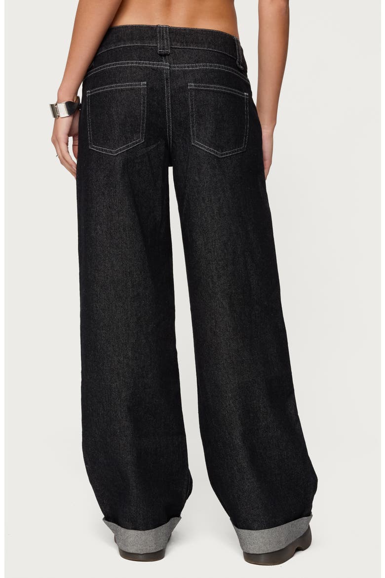 Low Rise Cuffed Straight Leg Jeans, Alternate, color, BLACK-WASHED