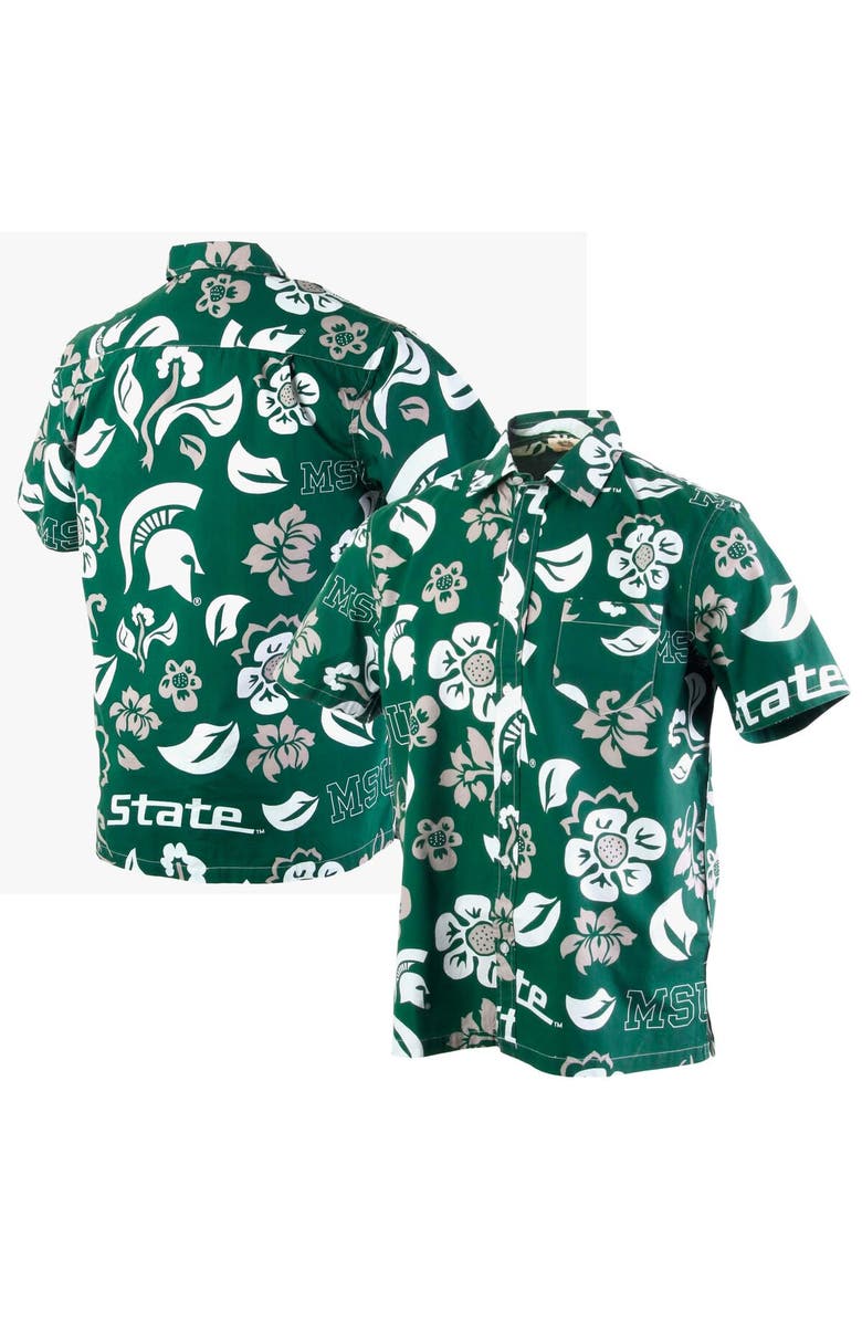 Wes & Willy Men's Wes & Willy Green Michigan State Spartans Floral Button-Up Shirt, Main, color, Green
