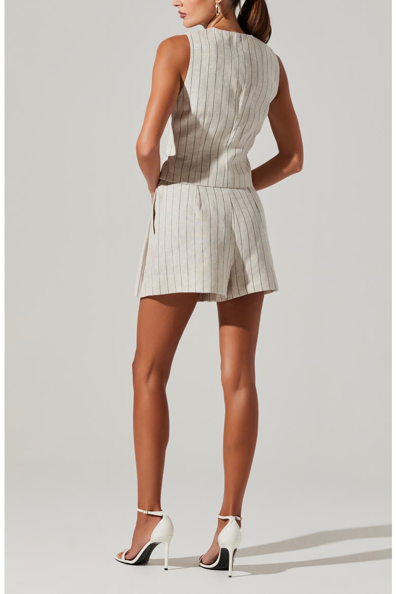 Kaiko Pinstripe Linen Vest, Alternate, color, NATURAL BLACK STRIPE