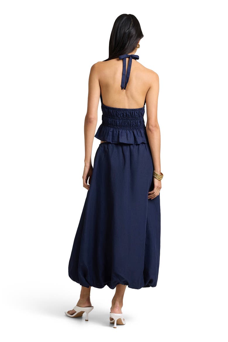 Air Linen Bubble Maxi Skirt, Alternate, color, NOIR NAVY