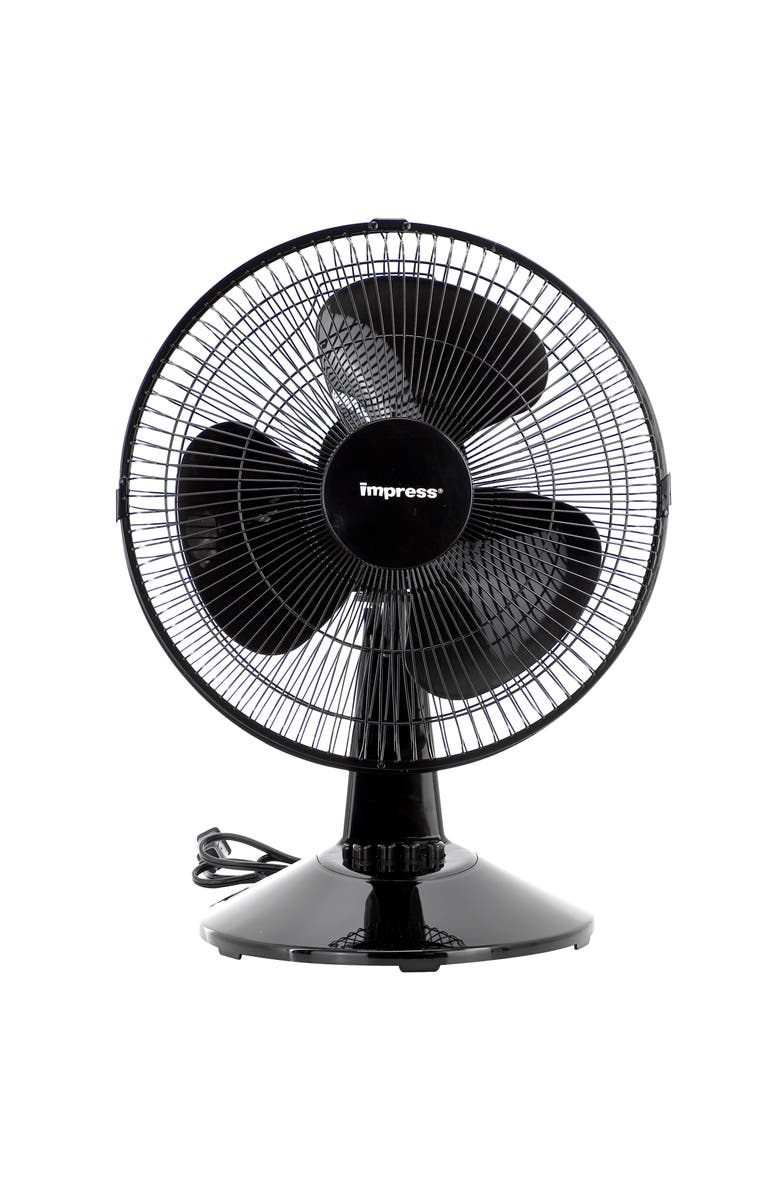 Impress 12 Inch 3 Speed Oscillating Table Fan, Main, color, Black