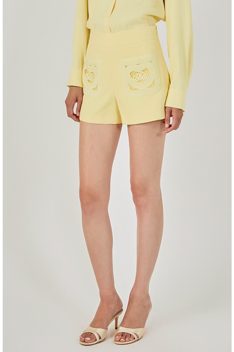 Mesh Pocket A-Line Shorts, Alternate, color, LIGHT YELLOW