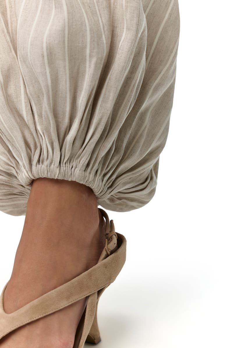 Naked Wardrobe Stripe Balloon Pants, Alternate, color, Taupe Pinstripe