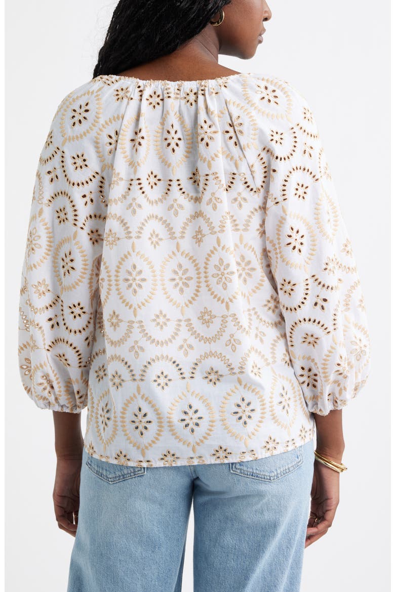 Embroidered Eyelet Lace Top, Alternate, color, WHITE- TAN SHORE EMBROIDERY