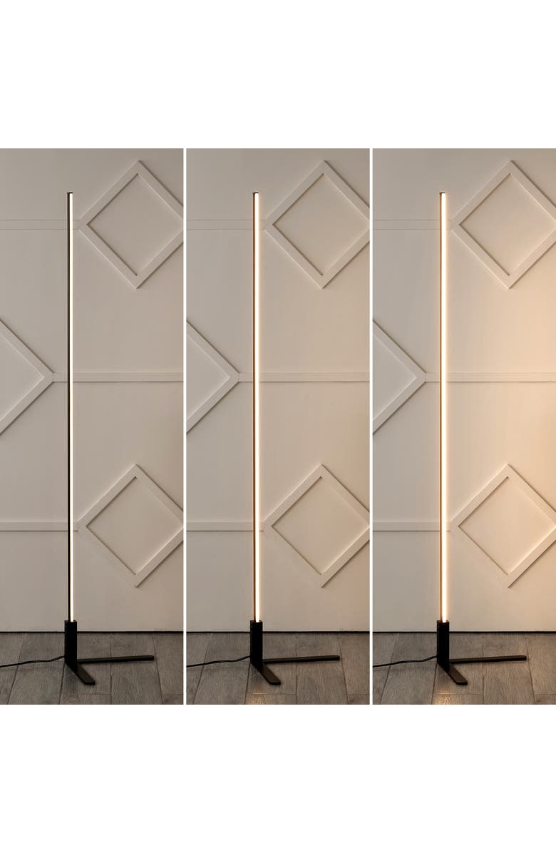 JONATHAN Y Potts 60.5" Modern Contemporary Aluminum/Iron Integrated LED Post Floor Lamp, Alternate, color, Black