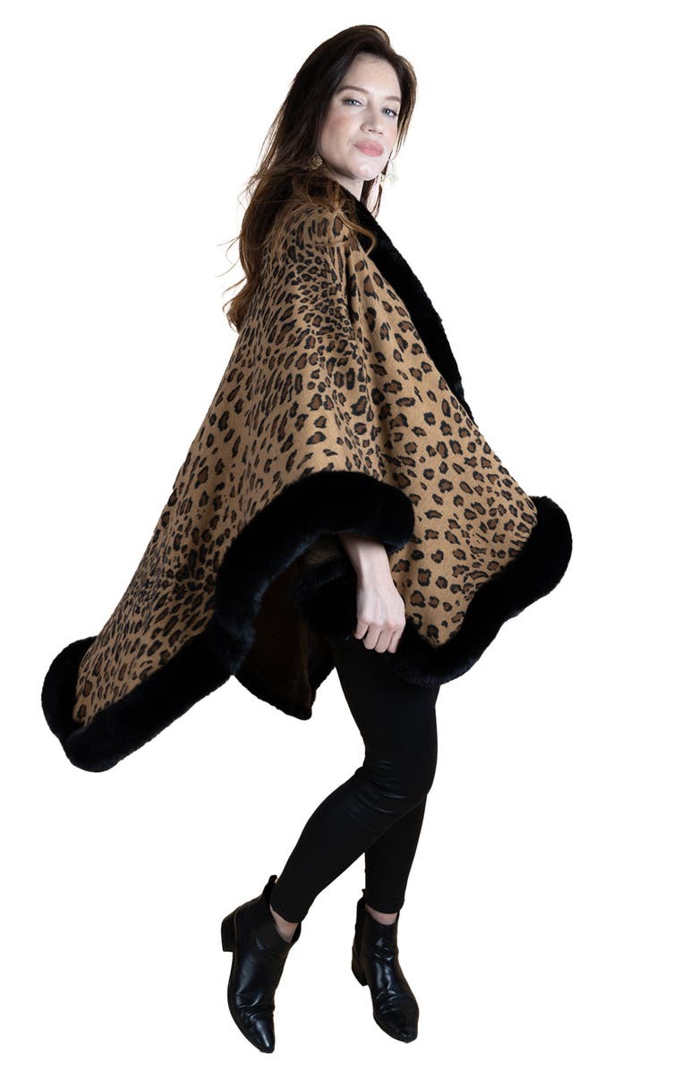SAACHI Faux Fur Cheetah Topper, Alternate, color, Black