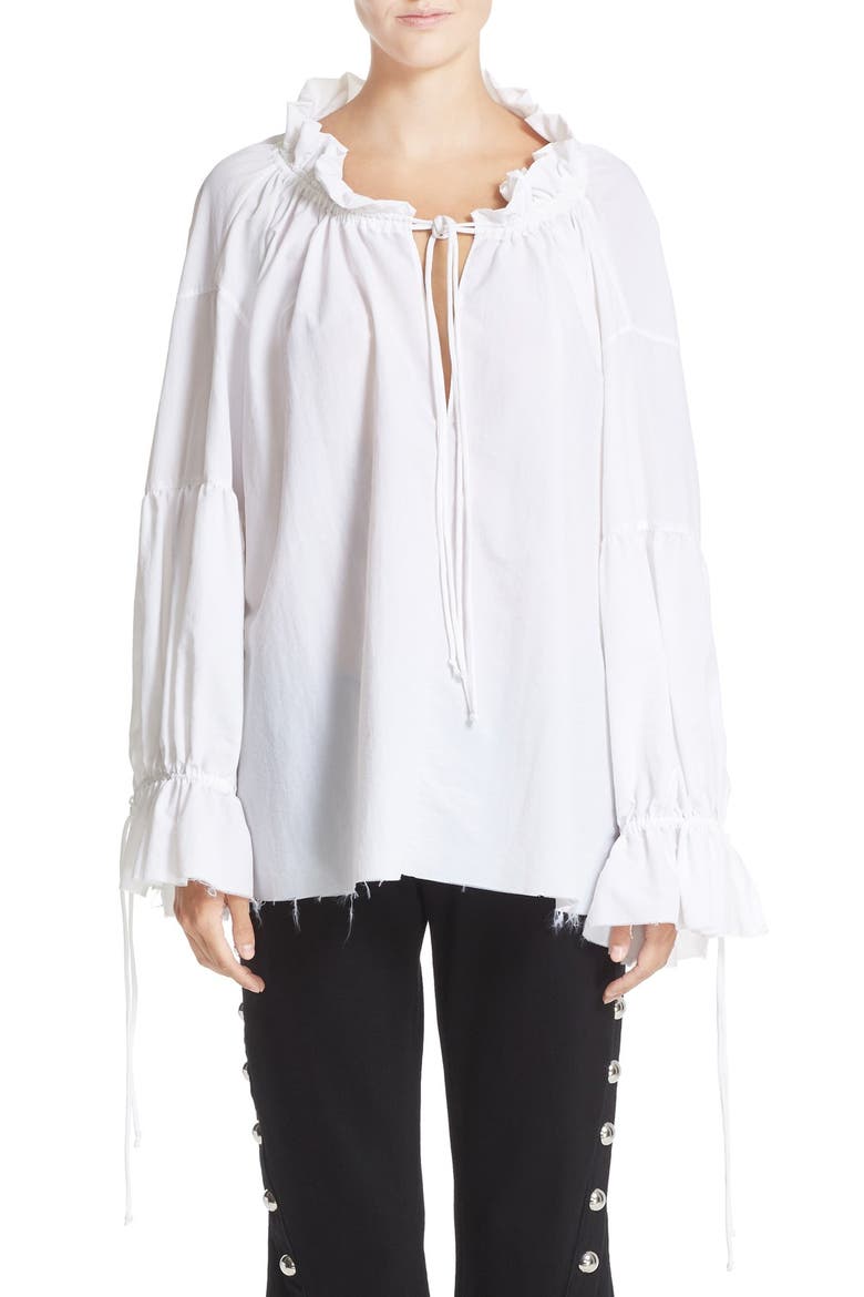 Marques'Almeida Gathered Pirate Top, Main, color, WHITE