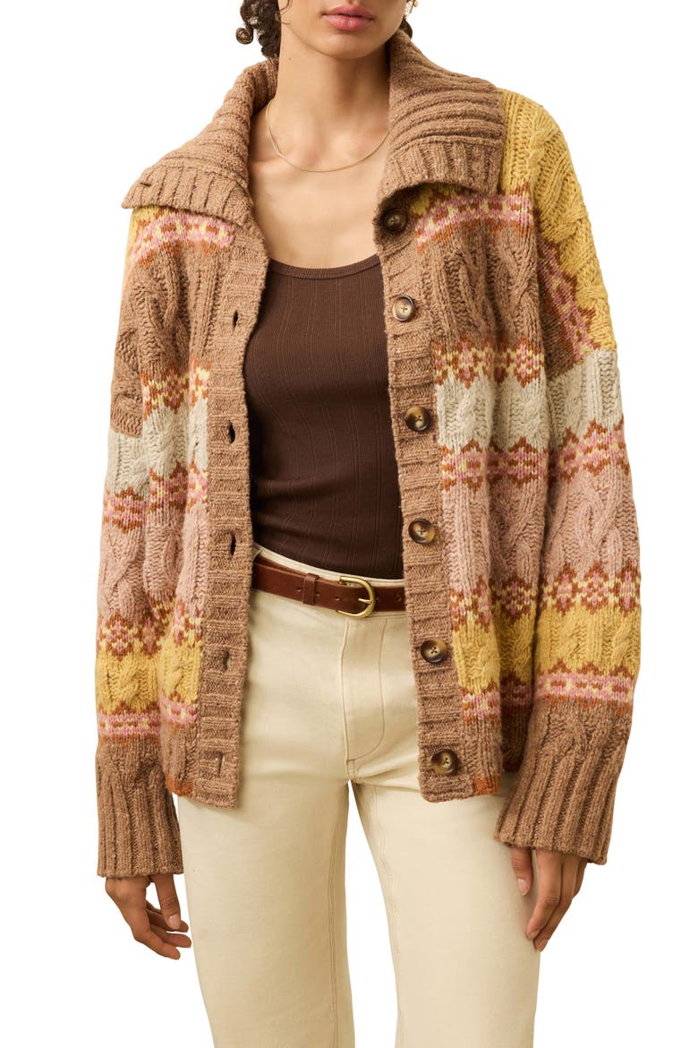 Highland Fair Isle Merino Wool Blend Cardigan, Main, color, LAKESIDE FAIRISLE HAZE