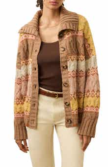 Faherty Highland Fair Isle Merino Wool Blend Cardigan