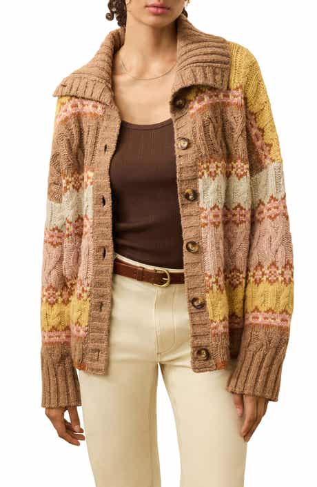 Faherty Highland Fair Isle Merino Wool Blend Cardigan