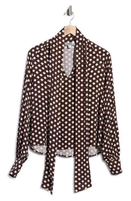 Polka Dot Bow Neck Top