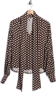JASON WU Polka Dot Bow Neck Top
