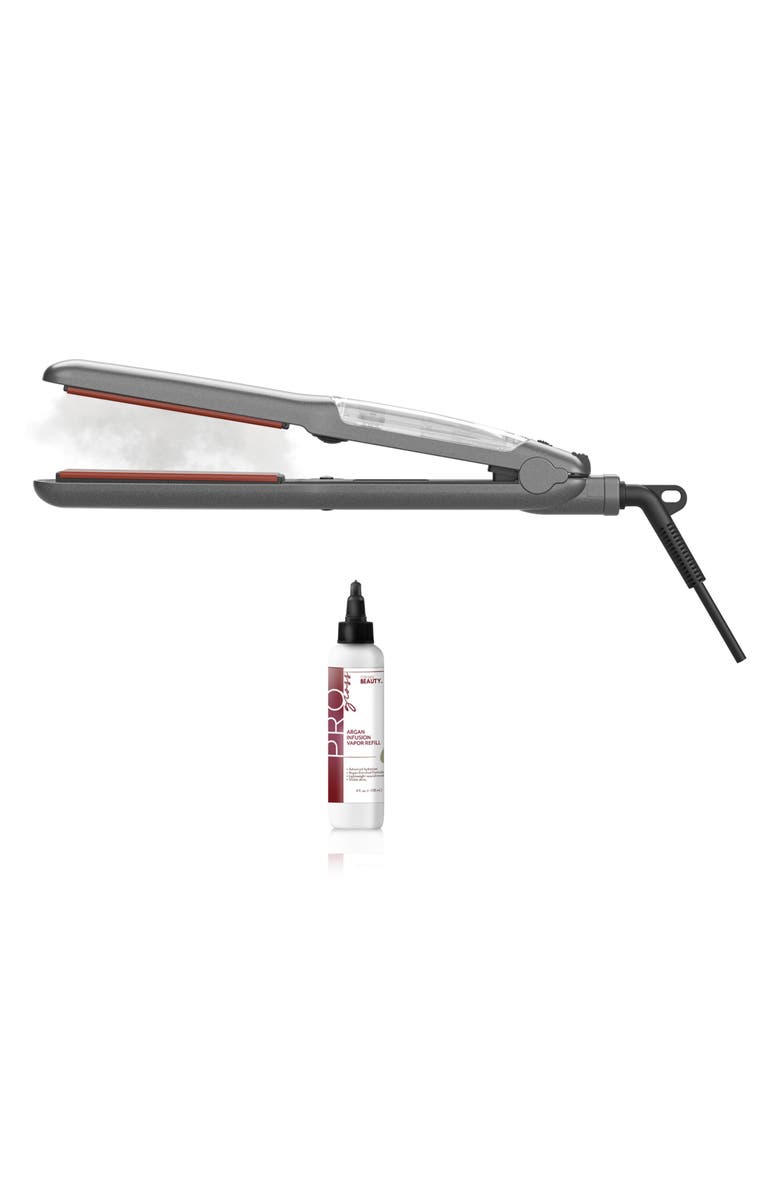 CORTEX BEAUTY PROSteamer 1 1/4-Inch Thermolon Plated Argan Infusion Vapor Flat Iron Set, Main, color, Gray