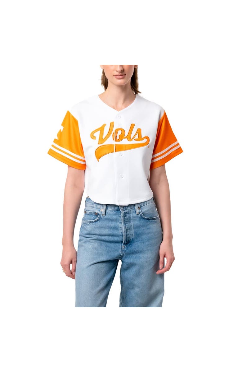 Established & Co. Women's Established & Co. White Tennessee Volunteers Baseball Jersey Cropped T-Shirt, Main, color,