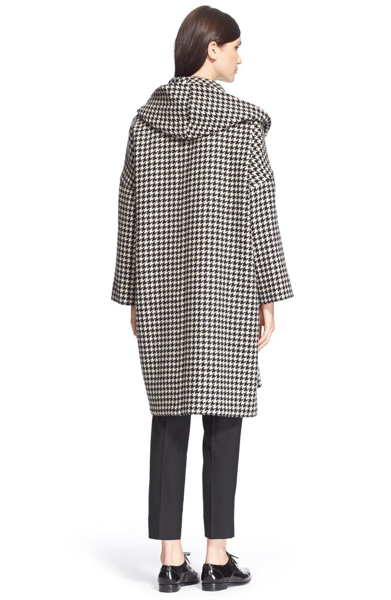 Max Mara 'Palchi' Houndstooth Print Wool & Cashmere Hooded Coat, Alternate, color, 